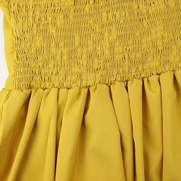 Yellow Tie Front Button Down Spaghetti Strap Midi Dress - Tumeric color - Picture 5 of 12